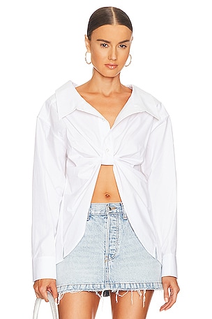 Alexander Wang Cropped Shirt With Drawstrings in White