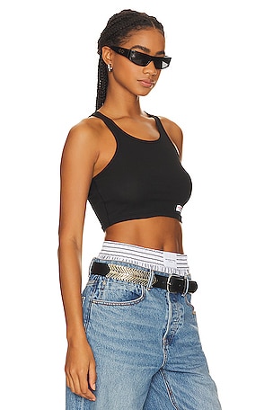 Alexander Wang Womens Cropped Classic Racer Tank in Black