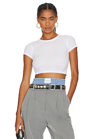 Alexander Wang Cropped Crewneck Tee in Barberry