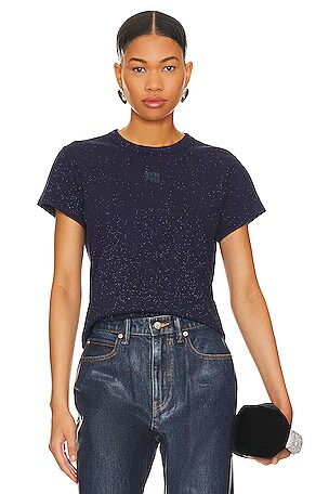 Alexander Wang Glitter Essential Jersey Shrunk Tee With Puff