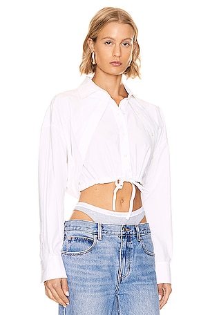 Alexander Wang Double Layered Crop Shirt in White