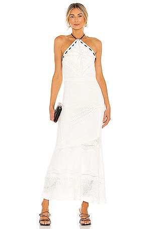 Alexis Ibada Knit Halter Long Dress in White | REVOLVE