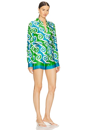 Alexis Qu Romper in Blue,Green