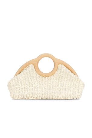 Alexis Sloane Raffia Frame Clutch in Ivory