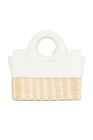 Alexis Penelope Petite Rattan Bag in White