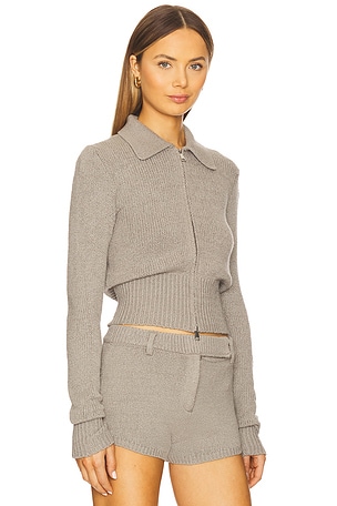 Aya Muse Ivy Zip Up Cardigan in Grey