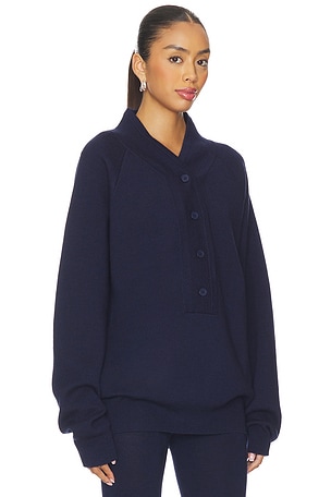 Aya Muse Knit Henley Sweater in Navy