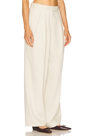 Aya Muse High Waisted Pleated Trousers in Ivory