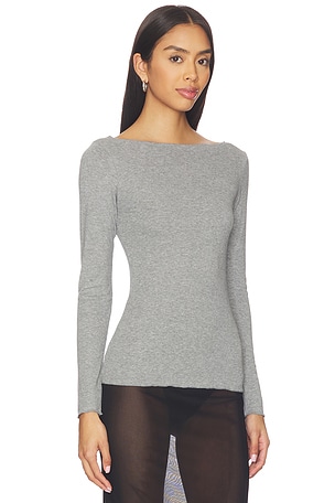 Aya Muse Boatneck Long Sleeve Tee in Grey