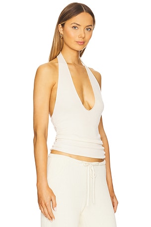 Aya Muse Knit Halter Top in Cream