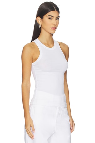 Aya Muse Simple High Neck Tank Top in White