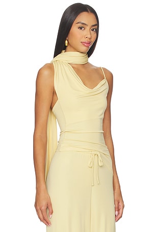 Aya Muse Asymmetrical Scarf Tank Top in Yellow