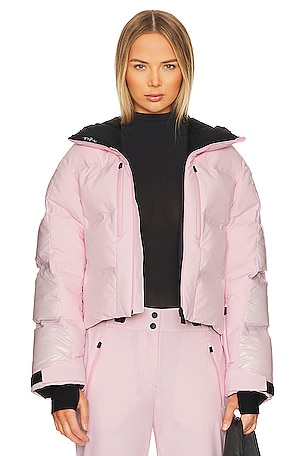 Free People Slouchy Cropped Puffer Coat in Pink
