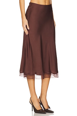 ba&sh Cilia Midi Skirt in Brown