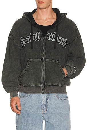 Waffle Knit Full Zip Hoodie Badfriend