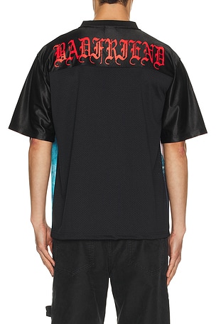 Badfriend Amores Perros Football Jersey in Black. Size XL/1X. Also