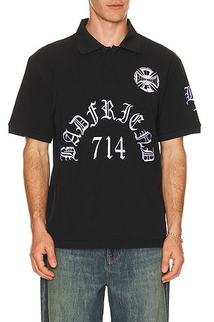 Badfriend Best Out Embroidered Knit Polo in Black