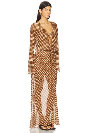 Bananhot Nema Maxi Dress in Brown. Size XS. Also