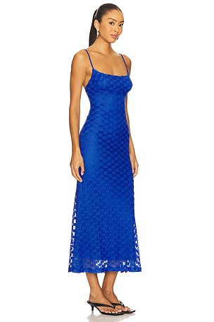 Bardot Adoni Mesh Midi Dress in Royal