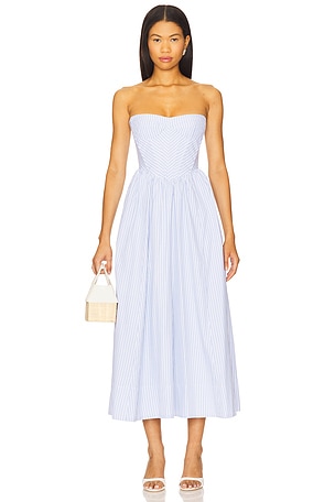 Lola Corset Stripe Midi Dress Bardot