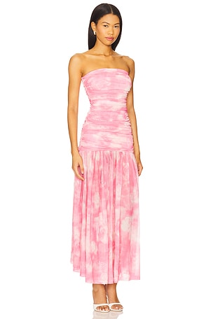 Bardot Solana Mesh Maxi Dress in Pink