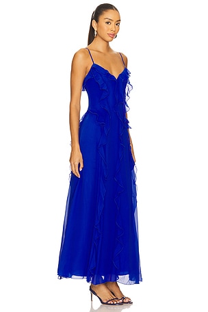 Bardot Veris Ruffle Maxi Dress in Royal
