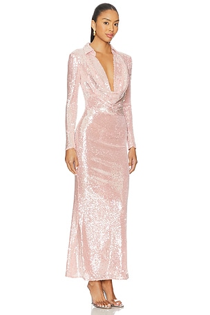 Bardot Lorel Sequin Mesh Midi Dress in Pink