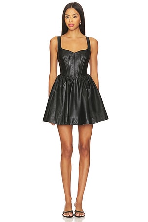 Savoy Faux Leather Mini Dress Bardot
