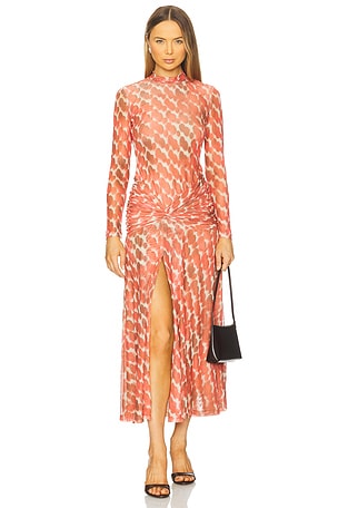 Lea Printed Mesh Dress Bardot