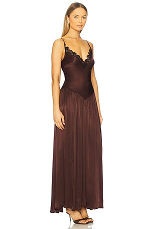 Bardot Aderia Lace Detail Maxi Dress in Chocolate
