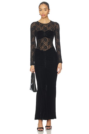Helenie Velour Lace Maxi Dress Bardot