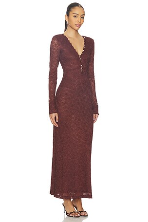 Bardot Zenia Long Sleeve Midi Dress in Chocolate