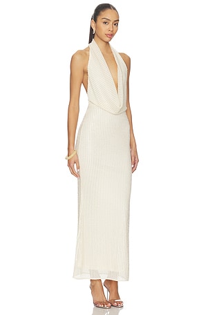 Bardot Nola Sequin Cowl Maxi Dress in Ivory