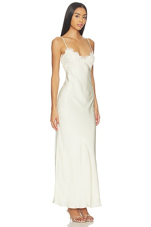 Bardot Elisan Lace Satin Maxi Dress in Lemon