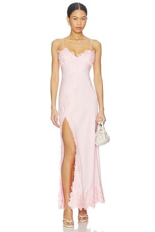 Alerie Lace Satin Maxi Dress Bardot