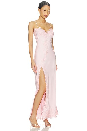 Bardot Alerie Lace Satin Maxi Dress in Pink