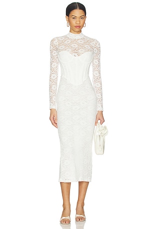 Carmen Lace Corset Midi Dress Bardot