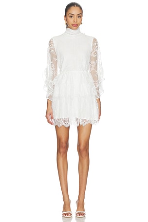 Norah Ruffle Lace Mini Dress Bardot