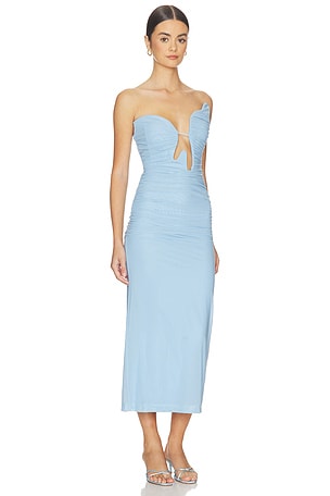 Bardot Julane Mesh Midi Dress in Baby Blue