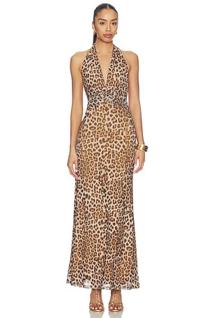 Elera Printed Mesh Maxi Dress Bardot