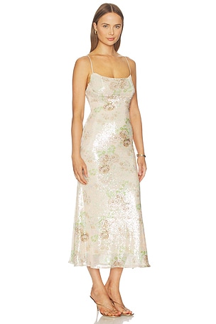 Bardot Adoni Sequin Mesh Midi Dress in Beige
