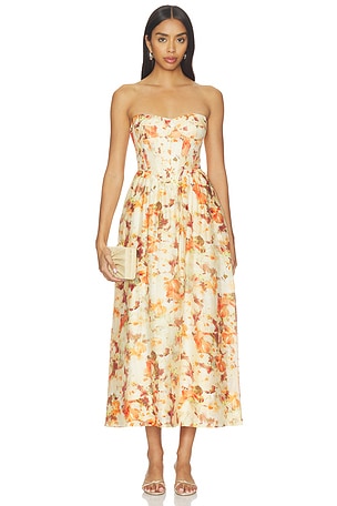 Lola Printed Midi Dress Bardot