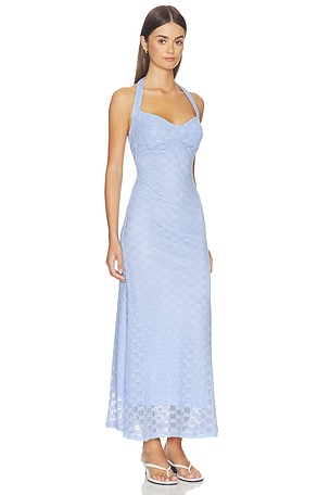 Bardot Mariko Halter Neck Midi Dress in Baby Blue