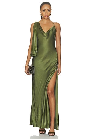 Anastasia Satin Maxi Dress Bardot