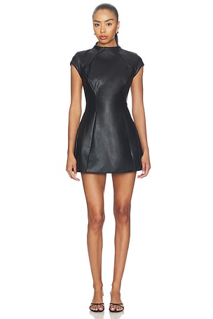 Delphi Faux Leather Mini Dress Bardot
