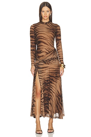 Lea Printed Mesh Dress Bardot