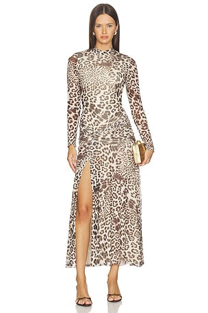 Lea Printed Mesh Dress Bardot