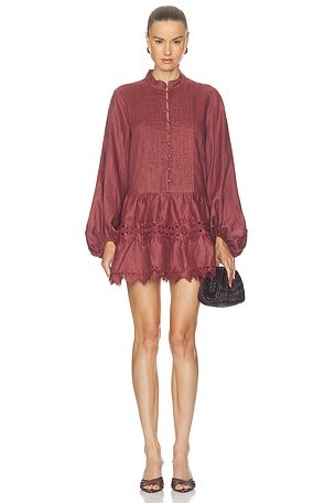 Antonia Lace Trim Mini Dress Bardot