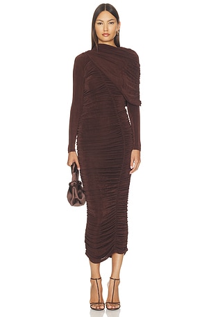Melina Gathered Midi Dress Bardot
