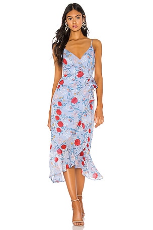 Bardot Dress in Blue & Red Floral | REVOLVE